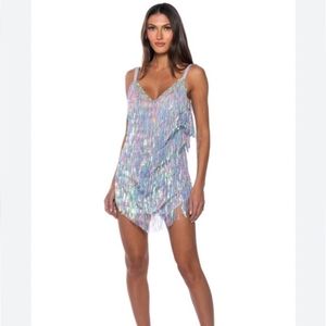 Lilac sparkle fringe dress